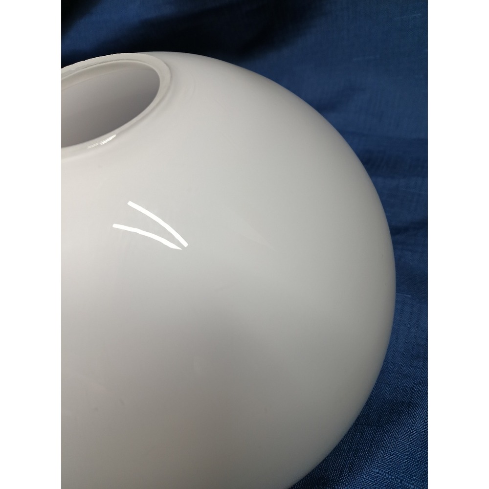 Opal White Glass Globe VTG Lamp Shade Replacement 8 Inch Dome Fitter MCM Style - Picture 6 of 10